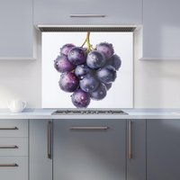 Warren Reed - Designer Glistening Grapes Cluster Kitchen Splashback in Black | Size: 600mm x 600mm