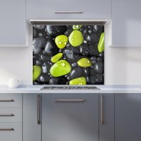 Warren Reed - Designer Lime & Charcoal Pebble Harmony Kitchen Splashback | Size: 700mm x 650mm