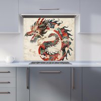 Warren Reed - Designer Majestic Chinese Dragon Swirl Kitchen Splashback | Size: 900mm x 750mm