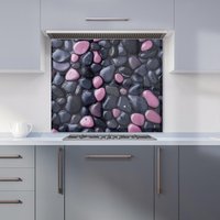 Warren Reed - Designer Blush & Charcoal Pebble Mix Kitchen Splashback | Size: 700mm x 650mm