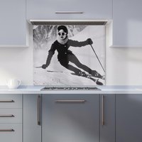 Warren Reed - Designer Glamorous Slopes of the 60s Kitchen Splashback in Black | Size: 700mm x 750mm