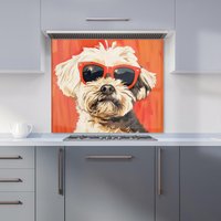 Warren Reed - Designer Cool Pup in Sunglasses Kitchen Splashback | Size: 900mm x 650mm