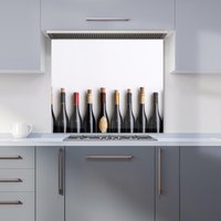 Warren Reed - Designer Corked Wine Collection Kitchen Splashback in Black | Size: 600mm x 650mm