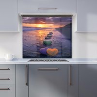 Warren Reed - Designer Heartstones at Sunset Kitchen Splashback in Black | Size: 600mm x 750mm