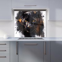 Warren Reed - Designer Black Panther's Intense Stare Kitchen Splashback | Size: 700mm x 650mm