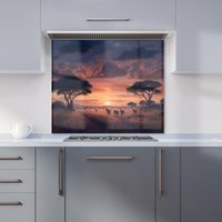 Warren Reed - Designer Lions' Twilight Journey Kitchen Splashback in Black | Size: 600mm x 650mm