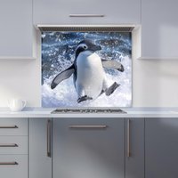 Warren Reed - Designer Joyful Penguin Splashes Kitchen Splashback | Size: 900mm x 650mm