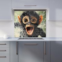 Warren Reed - Designer Excited Monkey in the Water Kitchen Splashback | Size: 700mm x 650mm