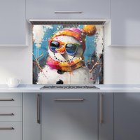 Warren Reed - Designer Vibrant Snowman with Style Kitchen Splashback in Black | Size: 600mm x 600mm