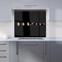 Warren Reed - Designer The Solar System in Order Kitchen Splashback in Black | Size: 900mm x 650mm