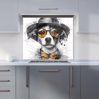Warren Reed - Designer Stylish Jack Russell in Hat Kitchen Splashback | Size: 900mm x 750mm