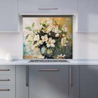 Warren Reed - Designer Elegant Jasmine Bloom Splash Kitchen Splashback in Purple | Size: 700mm x 650mm