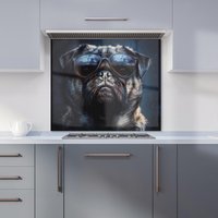Warren Reed - Designer Cool Pug with Midnight Shades Kitchen Splashback | Size: 600mm x 600mm