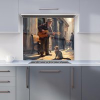 Warren Reed - Designer Busker's Melody & the Cat Kitchen Splashback | Size: 700mm x 650mm