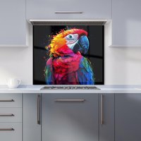 Warren Reed - Designer Vivid Parrot in a Splash of Colour Kitchen Splashback | Size: 600mm x 600mm
