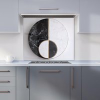 Warren Reed - Designer Sleek Yin Yang Marble Design Kitchen Splashback | Size: 600mm x 650mm