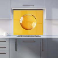 Warren Reed - Designer Solitary Yellow Bubble: A Closer Look Kitchen Splashback | Size: 600mm x 750mm