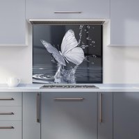 Warren Reed - Designer Crystal Butterfly Water Dance Kitchen Splashback in Black | Size: 600mm x 600mm