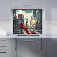 Warren Reed - Designer Red Stiletto in Urban Crosswalk Kitchen Splashback | Size: 900mm x 750mm