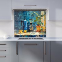 Warren Reed - Designer Morning Coffee: A Painterly View Kitchen Splashback | Size: 700mm x 750mm