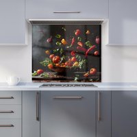 Warren Reed - Designer Dynamic Levitation: Vegetable Ballet Kitchen Splashback | Size: 600mm x 650mm