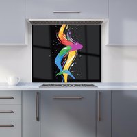 Warren Reed - Designer Vibrant Flow: Abstract Pride Fish Kitchen Splashback in White | Size: 900mm x 650mm