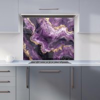 Warren Reed - Designer Deep Purple Marble Effect Kitchen Splashback | Size: 900mm x 750mm