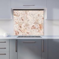 Warren Reed - Designer Polished Sweet Peach Quartz Effect Kitchen Splashback in Teal | Size: 700mm x 750mm