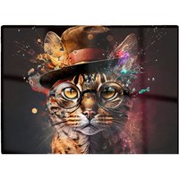Warren Reed - Designer Bengal Cat With Glasses Splashart Chopping Board