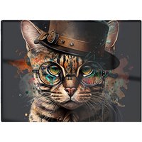 Warren Reed - Designer Bengal Cat With Glasses Chopping Board