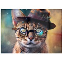 Warren Reed - Designer Bengal Cat Face With Splashart Chopping Board