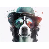Warren Reed - Designer Border Collie Dog Face Splashart Chopping Board