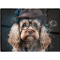 Warren Reed - Designer Cockapoo Dog With Glasses Splashart Chopping Board