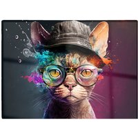 Warren Reed - Designer Devon Rex Cat With Hat Splashart Chopping Board