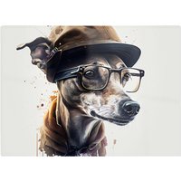Warren Reed - Designer Whippet Dog With Glasses Splashart Chopping Board