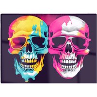 Warren Reed - Designer Pinks & Blue Happy Skeletons Chopping Board
