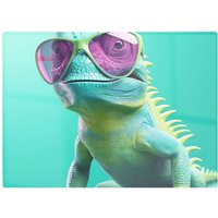 Warren Reed - Designer Happy Splashart Iguana Wearing Glasses Chopping Board