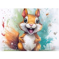 Warren Reed - Designer Happy Splashart Squirrel Chopping Board