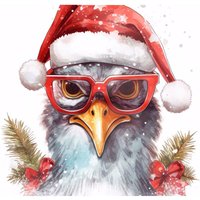 Warren Reed - Designer Splashart Turkey In A Santa Hat Chopping Board