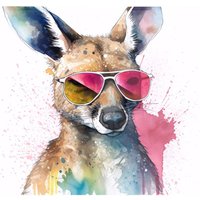 Warren Reed - Designer Wallaby In Pink Glasses Chopping Board