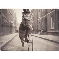 Warren Reed - Designer Victorian Cat Riding A Bike Chopping Board in Black