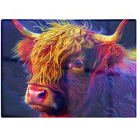 Warren Reed - Designer Vibrant Highland Cow Chopping Board