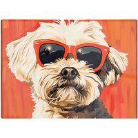 Warren Reed - Designer Cool Pup In Sunglasses Chopping Board in Orange