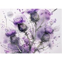Warren Reed - Designer Vibrant Scottish Thistle Art Chopping Board in Purple