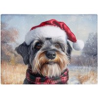 Warren Reed - Designer Christmas Schnauzer Glass Chopping Board in Grey