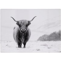 Warren Reed - Designer Lone Highland Cow Glass Chopping Board in White