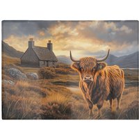 Warren Reed - Designer Highland Cow & A Cottage Glass Chopping Board in Brown