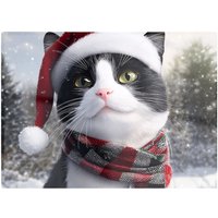 Warren Reed - Designer Christmas Black Cat Glass Chopping Board