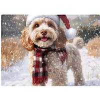 Warren Reed - Designer Christmas Cockapoo Dog Glass Chopping Board