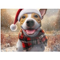 Warren Reed - Designer Snowy Christmas English Bull Terrier Dog Glass Chopping Board